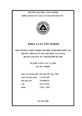 Khoá luận tốt nghiệp định hướng nghề nghiệp cho học sinh khối thpt tại trường thpt xuân mai thị trấn xuân mai huyện chương mỹ tp hà nội