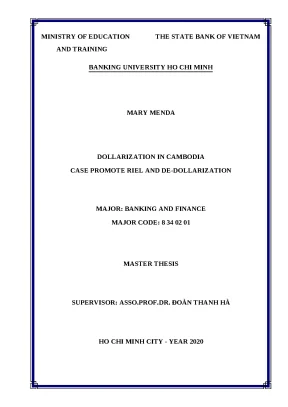 1182 dollarization in cambodia case promote riel and de dollarization master luận văn tcnh mary menda đoàn thanh hà supervisor tp hcm đh nh hcm 2020 vi