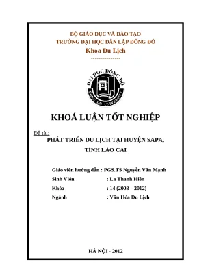 Luận văn tốt nghiệp phát triển du lịch tại huyện sapa tỉnh lào cai