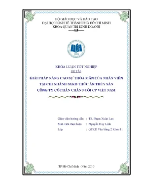 Khóa luận tốt nghiệp giải pháp nâng cao sự thỏa mãn của nhân viên tại chi nhánh sxkd thức ăn thủy sản của công ty cổ phần chăn nuôi c p việt nam