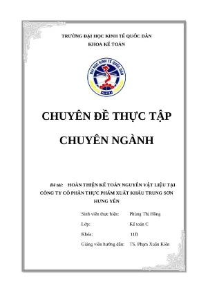 Luận văn tốt nghiệp kế toán nguyên vật liệu tại công ty cổ phần thực phẩm xuất khẩu trung sơn