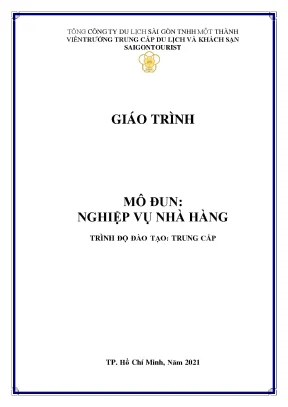 Giáo trình nghiệp vụ nhà hàng trình độ trung cấp