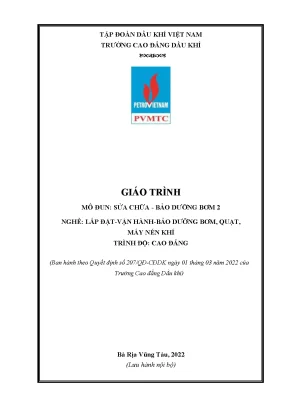 Giáo trình sửa chữa và bảo dưỡng bơm 2 nghề lắp đặtvận hànhbảo dưỡng bơm quạt máy nén khí cao đẳng