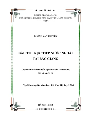 Luận văn thạc sĩ đầu tư trực tiếp nước ngoài tại bắc giang