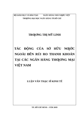 0188 tác động của sở hữu nước ngoài đến rủi ro thanh khoản tại các nhtm việt nam luận văn thạc sĩ kinh tế trương thị mỹ linh phan thị linh tp hcm đh nh 2