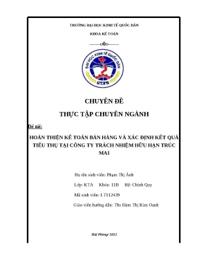 Luận văn tốt nghiệp kế toán bán hàng và xác định kết quả tiêu thụ tại công ty tnhh trúc mai