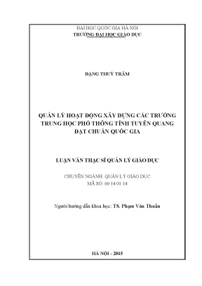 Luận văn thạc sĩ quản lý hoạt động xây dựng các trường trung học phổ thông tỉnh tuyên quang đạt chuẩn quốc gia