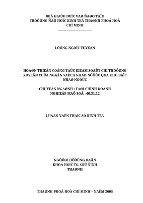 Luận văn hoàn thiện công tác kiểm soát chi thường xuyên của ngân sách nhà nước qua kho bạc nhà nước