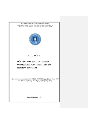 Giáo trình nuôi thức ăn tự nhiên nghề nuôi trồng thuỷ sản trung cấp