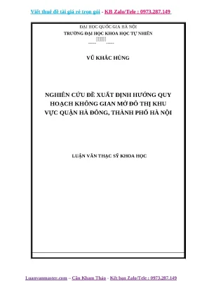 Luận văn nghiên cứu đề xuất định hướng quy hoạch không gian mở đô thị khu vực quận hà đông thành phố hà nội