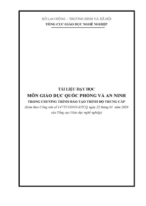 Tài liệu dạy học môn giáo dục quốc phòng và an ninh trình độ trung cấp
