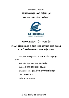 Khóa luận tốt nghiệp phân tích hoạt động marketing của công ty cổ phần hanotech việt nam