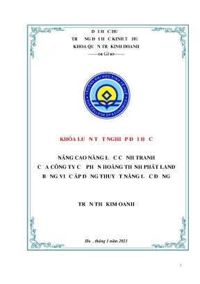Khóa luận tốt nghiệp nâng cao năng lực cạnh tranh của công ty cổ phần hoàng thịnh phát land bằng việc áp dụng thuyết năng lực động