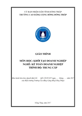 Giáo trình khởi tạo doanh nghiệp nghề kế toán doanh nghiệp trung cấp