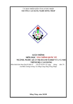 Giáo trình tài chính quốc tế nghề quản trị doanh nghiệp vừa và nhỏ cao đẳng