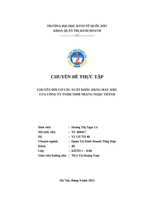 Luận văn tốt nghiệp chuyển đổi cơ cấu xuất khẩu hàng may mặc của công ty tnhh thời trang ngọc thành