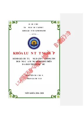 Đánh giá chất lượng dịch vụ thông tin di động của mạng mobifone trên địa bàn thành phố huế