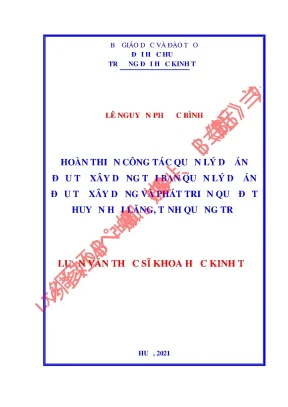 Hoàn thiện công tác quản lý dự án đầu tư xây dựng tại ban quản lý dự án đầu tư xây dựng và phát triển quỹ đất huyện hải lăng tỉnh quảng trị