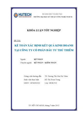 Khóa luận tốt nghiệp kế toán xác định kết quả kinh doanh tại công ty cổ phần đầu tư thủ thiêm