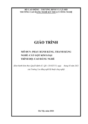 Giáo trình phay bánh răng thanh răng nghề cắt gọt kim loại trình độ cao đẳng nghề