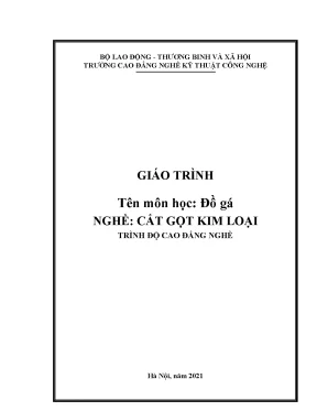 Giáo trình đồ gá nghề cắt gọt kim loại trình độ cao đẳng nghề