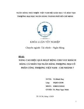 0751 nâng cao hiệu quả hoạt động cho vay khách hàng cá nhân tại nhtm cp công thương việt nam chi nhánh 7 khóa luận tcnh võ đình duy phan ngọc minh tp
