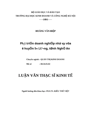 Luận văn thạc sỹ kinh tế phát triển doanh nghiệp vừa và nhỏ ở huyện đô lương tỉnh nghệ an