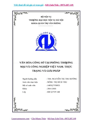 Luận văn văn hóa công sở tại phòng thương mại và công nghiệp việt nam thực trạng và giải pháp