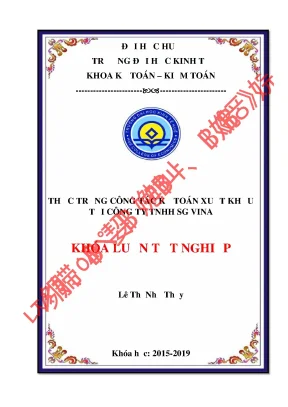 Khóa luận tốt nghiệp thực trạng công tác kế toán xuất khẩu tại công ty tnhh sg vina