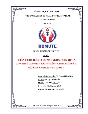 Khóa luận tốt nghiệp phân tích chiến lược marketing mix dịch vụ cho thuê các gian hàng trên vatgia com của công ty cổ phần vnp group