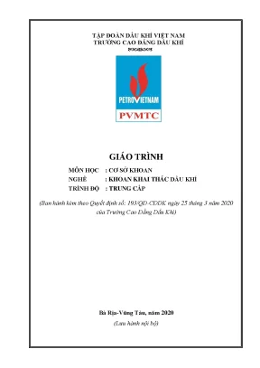 Giáo trình cơ sở khoan nghề khoan khai thác dầu khí trình độ trung cấp trường cao đẳng dầu khí năm 2020
