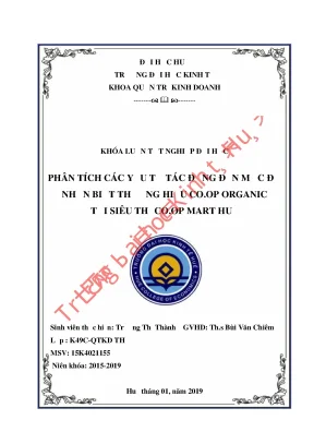 Phân tích các yếu tố tác động đến mức độ nhận biết thương hiệu co op organic tại siêu thị co op mart huế