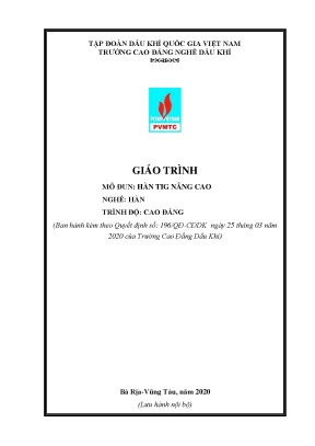 Giáo trình hàn tig nâng cao nghề hàn trình độ cao đẳng trường cao đẳng dầu khí năm 2020
