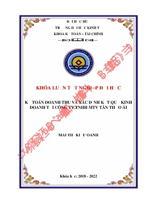Kế toán doanh thu và xác định kết quả kinh doanh tại công ty tnhh mtv tân thảo ái