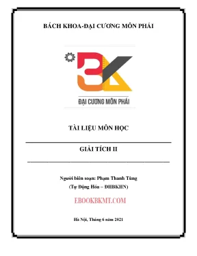 Tài liệu môn học giải tích 2 lý thuyết và bài tập phạm thanh tùng đại học bách khoa hà nội