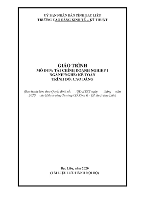Giáo trình mô đun tài chính doanh nghiệp 1 nghề kế toán trình độ cao đẳng