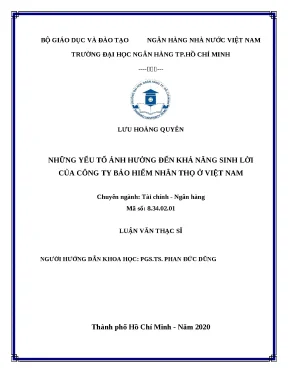 0598 những yếu tố ảnh hưởng đến khả năng sinh lời của cty bảo hiểm nhân thọ ở việt nam luận văn thạc sĩ tcnh lưu hoàng quyên phan đức dũng tp hcm đh nh h