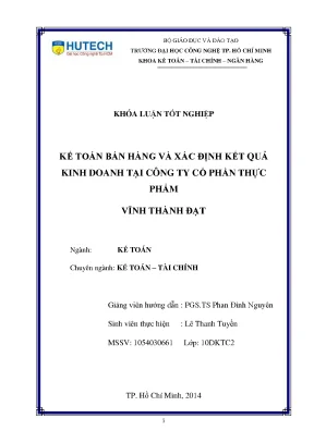 Khóa luận tốt nghiệp kế toán bán hàng và xác định kết quả kinh doanh tại công ty cổ phần thực phẩm vĩnh thành đạt