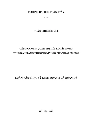 Luận văn thạc sĩ hubt tăng cường quản trị rủi ro tín dụng tại ngân hàng thương mại cổ phần đại dương