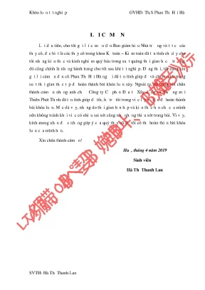 Khóa luận tốt nghiệp kế toán chi phí sản xuất và tính giá thành tại công ty cổ phần đầu tư xây dựng và thương mại thiên phát thịnh