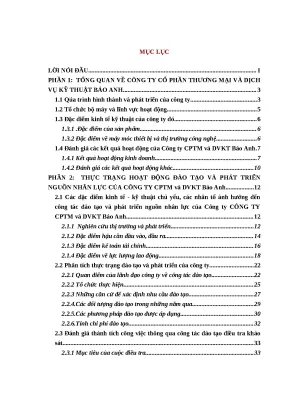 Luận văn tốt nghiệpcông tác đào tạo và phát triển nguồn nhân lực tại công ty cổ phần thương mại và dịch vụ kỹ thuật bảo anh