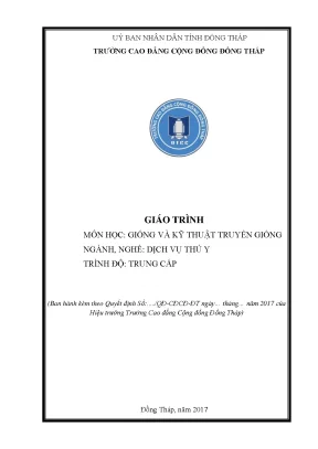 Giáo trình giống và kỹ thuật truyền giống nghề dịch vụ thú y trung cấp