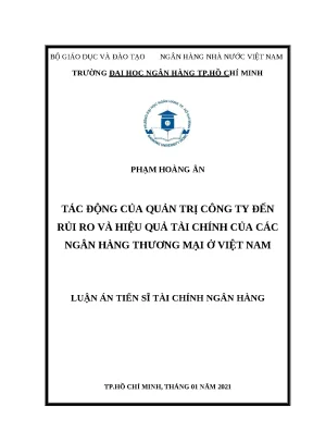 0221 tác động của quản trị cty đến rủi ro và hiệu quả tài chính của các nhtm ở việt nam luận án tiến sĩ tcnh phạm hoàng ân nguyễn văn thuận trần dục thức