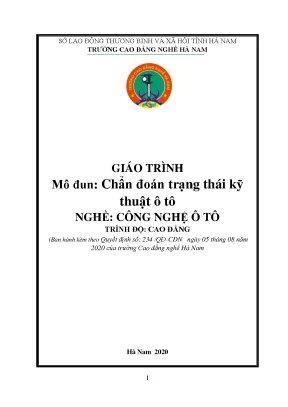 Giáo trình chẩn đoán trạng thái kỹ thuật ô tô nghề công nghệ ô tô cao đẳng
