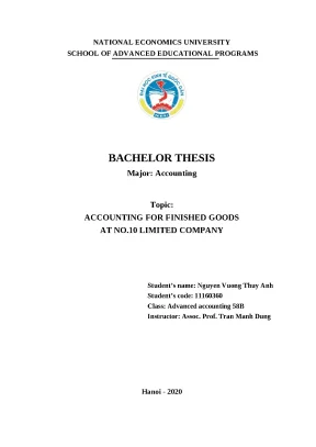 Luận văn tốt nghiệp accounting for finished goods at no 10 limited company