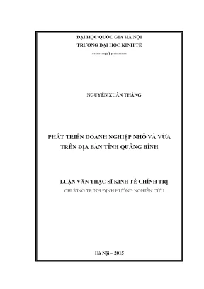 Luận văn thạc sĩ phát triển doanh nghiệp nhỏ và vừa trên địa bàn tỉnh quảng bình
