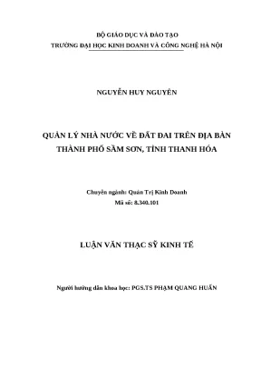 Luận văn thạc sĩ quản lý nhà nước về đất đai trên địa bàn thành phố sầm sơn tỉnh thanh hóa