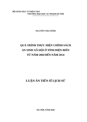Luận án quá trình thực hiện chính sách an sinh xã hội ở tỉnh điện biên từ năm 2004 đến năm 2014