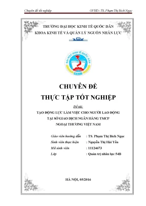 Tạo động lực làm việc cho người lao động tại sở giao dịch ngân hàng tmcp ngoại thương việt nam