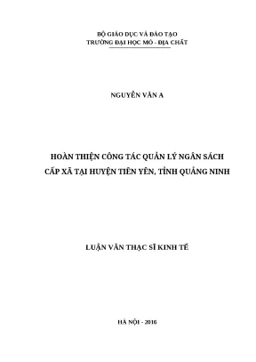 Luận văn hoàn thiện công tác quản lý ngân sách xã